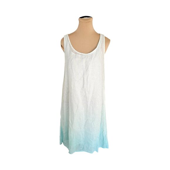 Eileen Fisher White to Blue Ombre Cotton & Linen Dress Combo Sz S - Picture 1 of 8